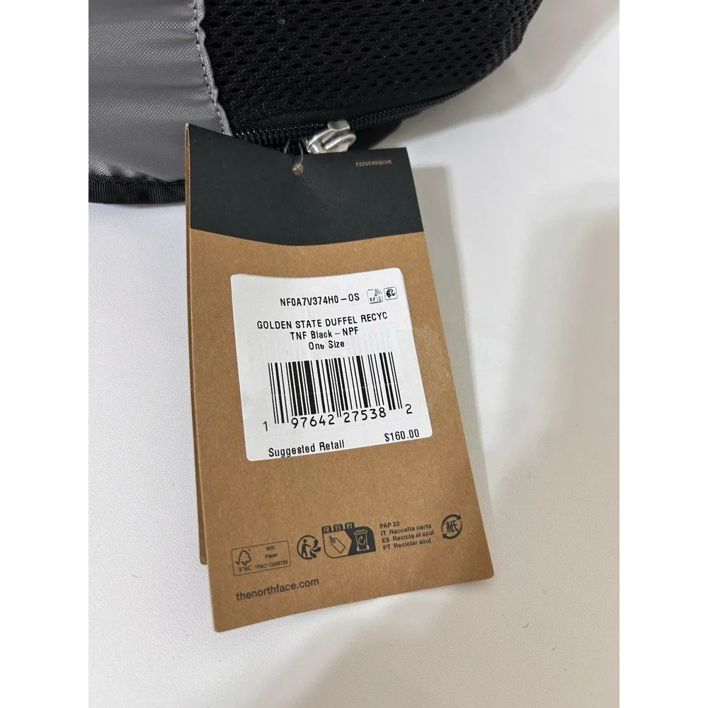 NWT $160 The North Face Base Camp Golden State Duffel Bag Black 71L M Travel